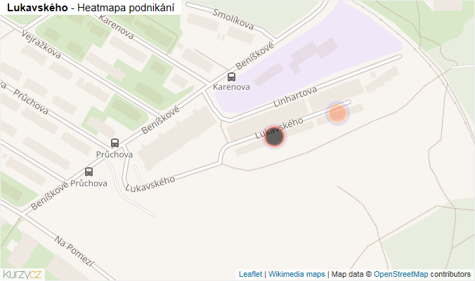 Mapa Lukavského - Firmy v ulici.