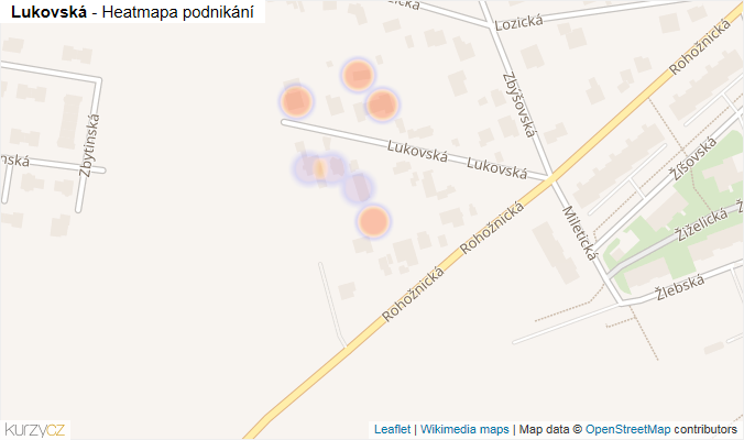 Mapa Lukovská - Firmy v ulici.