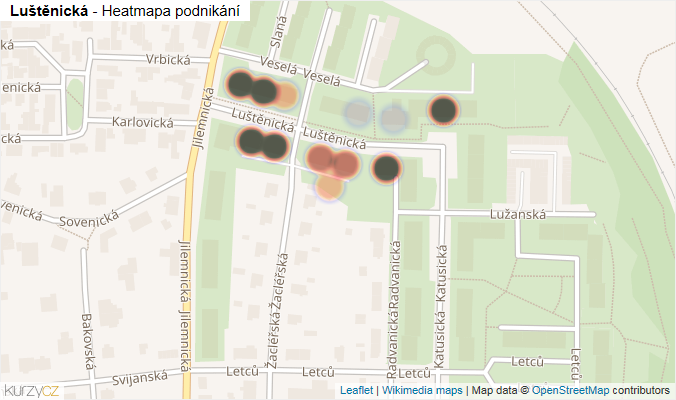 Mapa Luštěnická - Firmy v ulici.