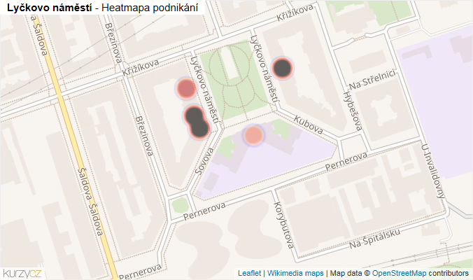 Mapa Lyčkovo náměstí - Firmy v ulici.
