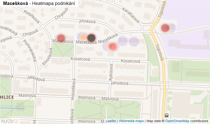 Mapa Macešková - Firmy v ulici.