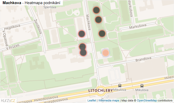 Mapa Machkova - Firmy v ulici.