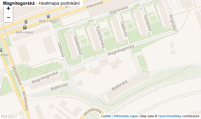 Mapa Magnitogorská - Firmy v ulici.