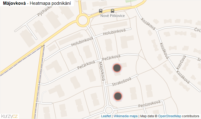 Mapa Májovková - Firmy v ulici.
