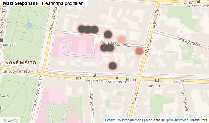 Mapa Malá Štěpánská - Firmy v ulici.