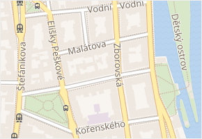 Malátova v obci Praha - mapa ulice