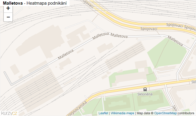 Mapa Malletova - Firmy v ulici.