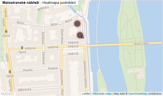 Mapa Malostranské nábřeží - Firmy v ulici.