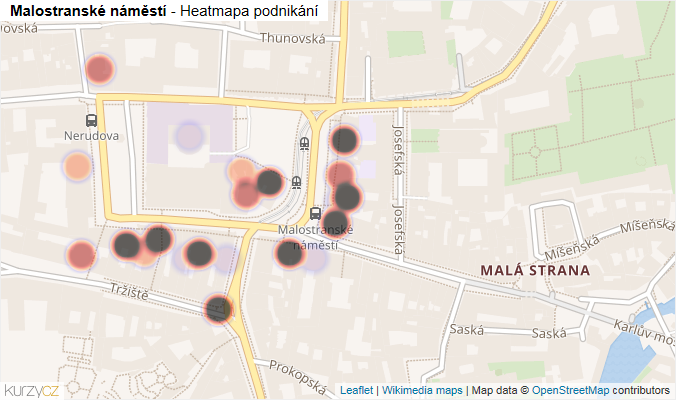 Mapa Malostranské náměstí - Firmy v ulici.