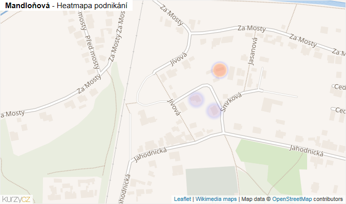 Mapa Mandloňová - Firmy v ulici.