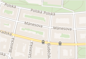 Mánesova v obci Praha - mapa ulice