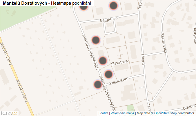 Mapa Manželů Dostálových - Firmy v ulici.