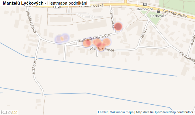 Mapa Manželů Lyčkových - Firmy v ulici.