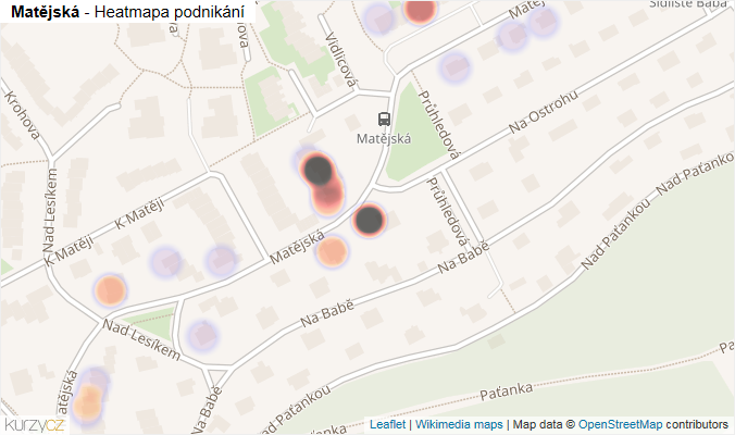 Mapa Matějská - Firmy v ulici.