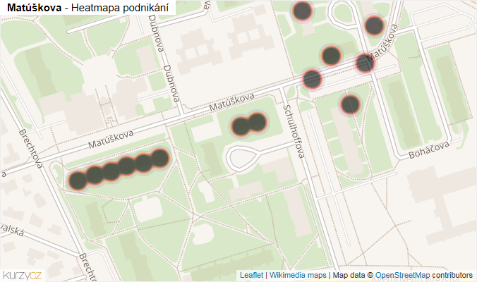 Mapa Matúškova - Firmy v ulici.