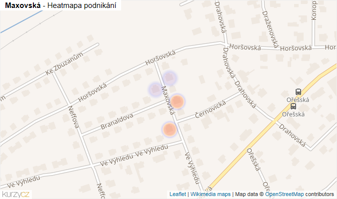 Mapa Maxovská - Firmy v ulici.