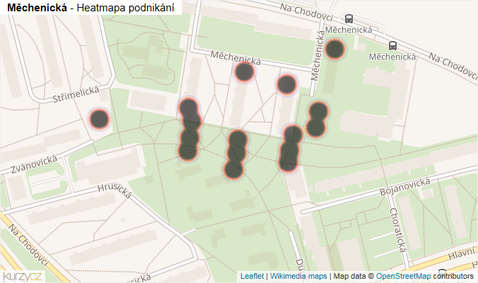 Mapa Měchenická - Firmy v ulici.