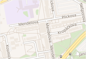 Mendelova v obci Praha - mapa ulice