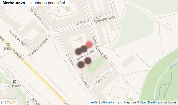 Mapa Merhoutova - Firmy v ulici.