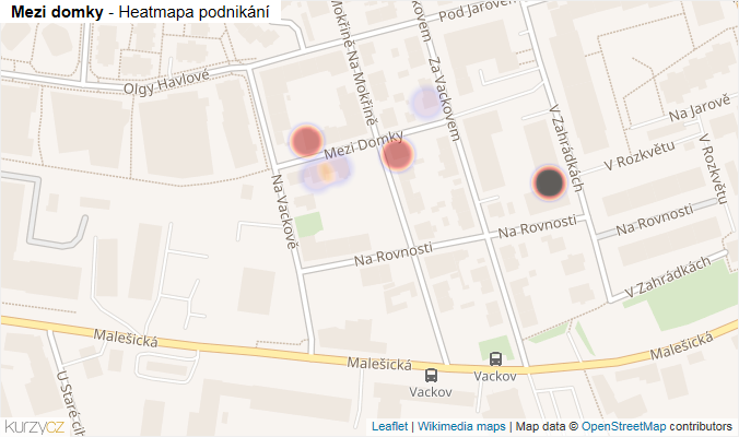 Mapa Mezi domky - Firmy v ulici.