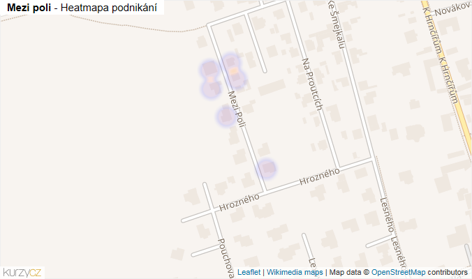 Mapa Mezi poli - Firmy v ulici.