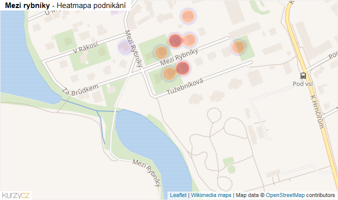 Mapa Mezi rybníky - Firmy v ulici.