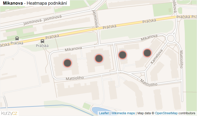 Mapa Mikanova - Firmy v ulici.