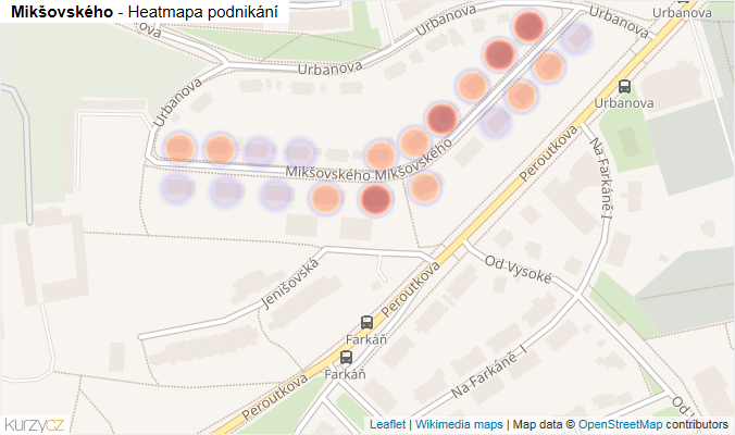 Mapa Mikšovského - Firmy v ulici.