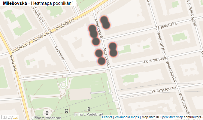 Mapa Milešovská - Firmy v ulici.