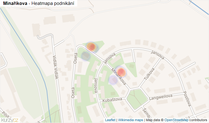 Mapa Minaříkova - Firmy v ulici.