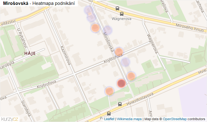 Mapa Mirošovská - Firmy v ulici.