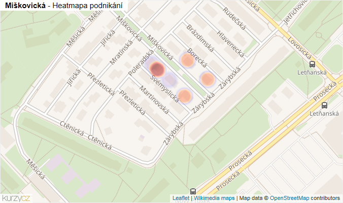 Mapa Miškovická - Firmy v ulici.