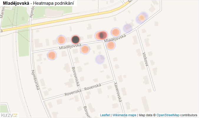 Mapa Mladějovská - Firmy v ulici.