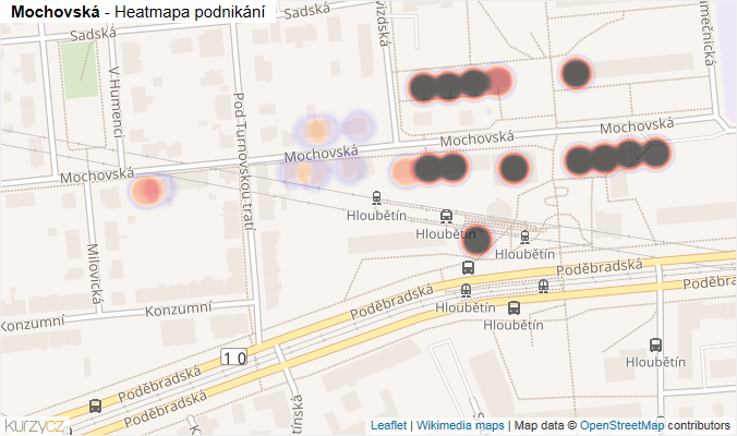 Mapa Mochovská - Firmy v ulici.