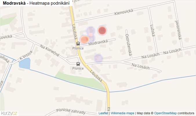 Mapa Modravská - Firmy v ulici.