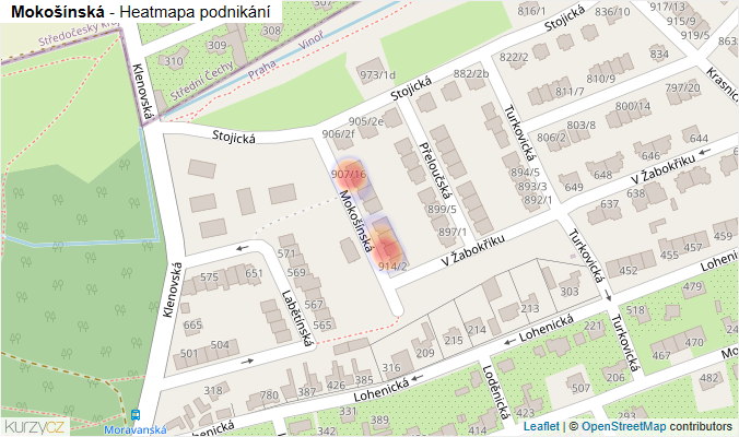 Mapa Mokošínská - Firmy v ulici.