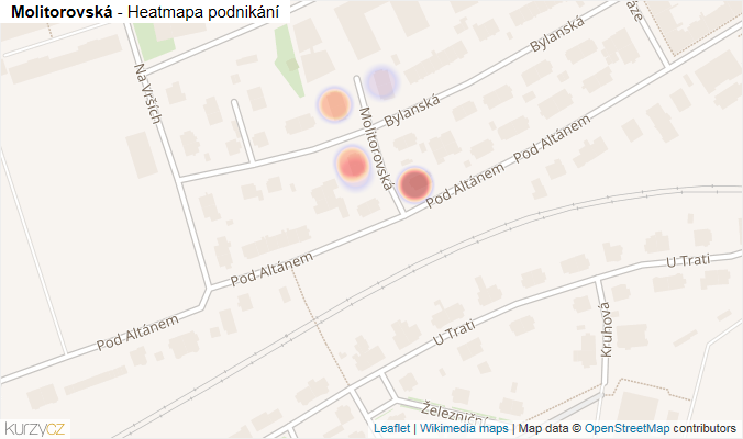 Mapa Molitorovská - Firmy v ulici.