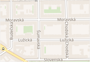 Moravská v obci Praha - mapa ulice