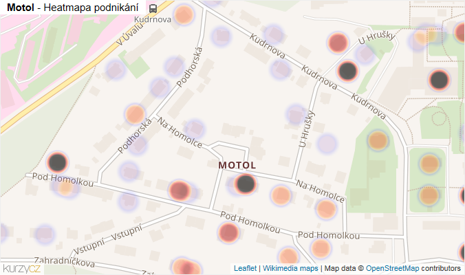 Mapa Motol - Firmy v části obce.
