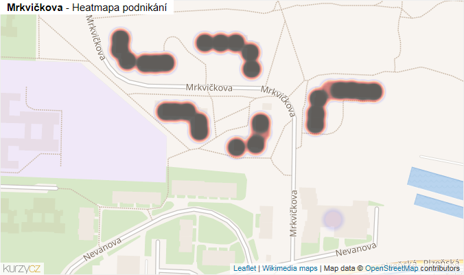 Mapa Mrkvičkova - Firmy v ulici.
