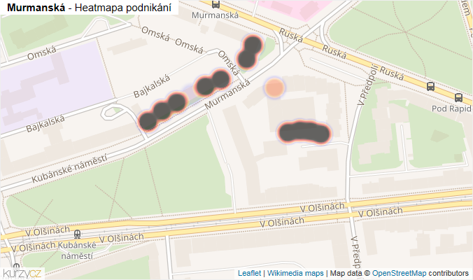Mapa Murmanská - Firmy v ulici.