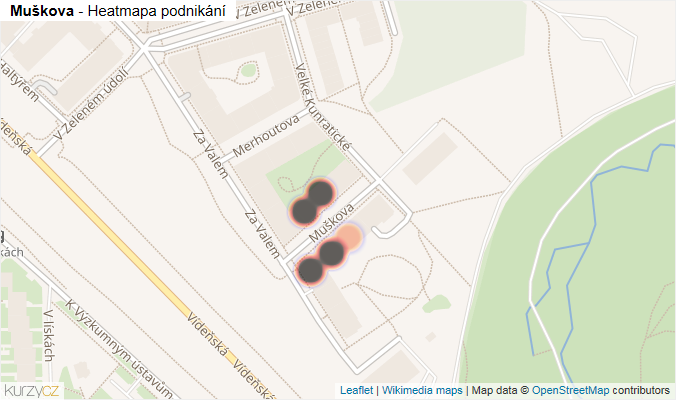 Mapa Muškova - Firmy v ulici.