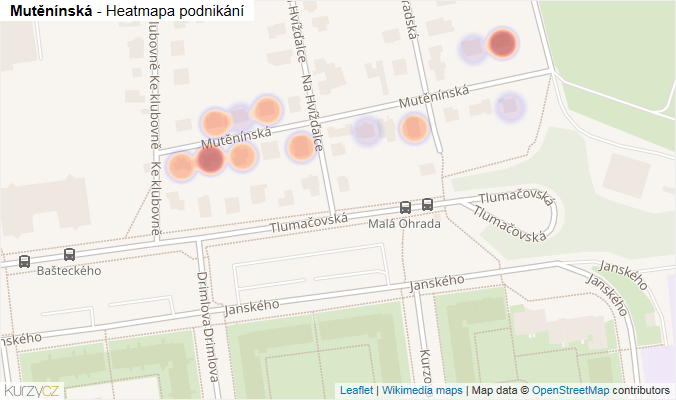 Mapa Mutěnínská - Firmy v ulici.