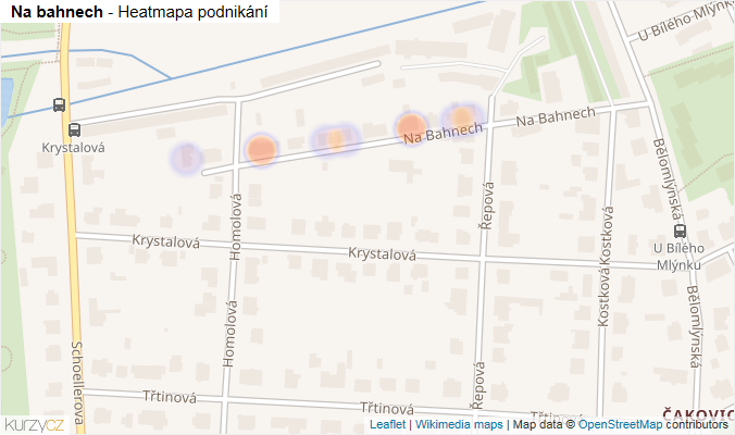 Mapa Na bahnech - Firmy v ulici.