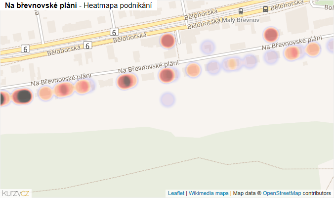 Mapa Na břevnovské pláni - Firmy v ulici.