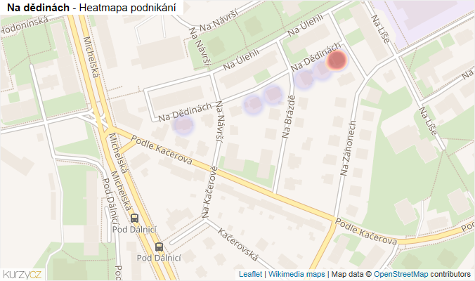 Mapa Na dědinách - Firmy v ulici.