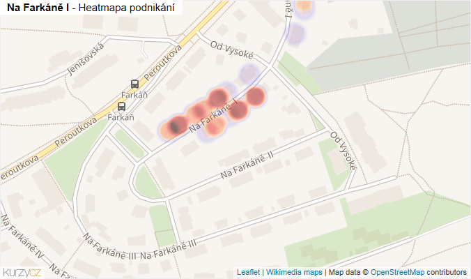 Mapa Na Farkáně I - Firmy v ulici.