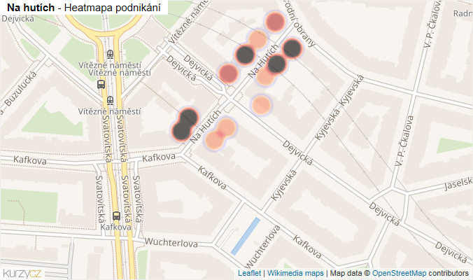 Mapa Na hutích - Firmy v ulici.