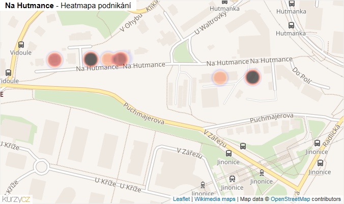 Mapa Na Hutmance - Firmy v ulici.