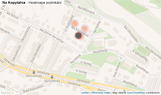 Mapa Na Kopytářce - Firmy v ulici.